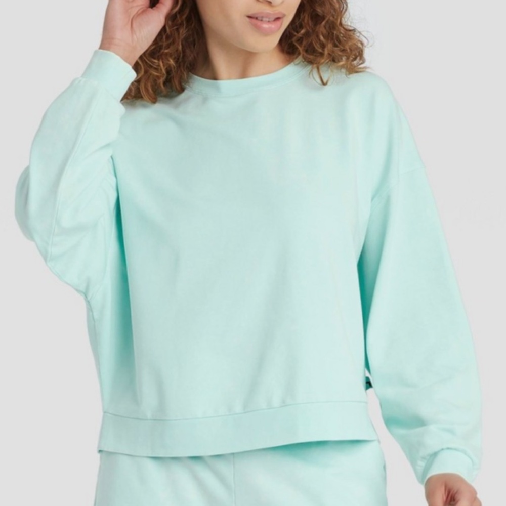 JoyLab Mint Green Lightweight Comfy French Terry Pullover - Size Large